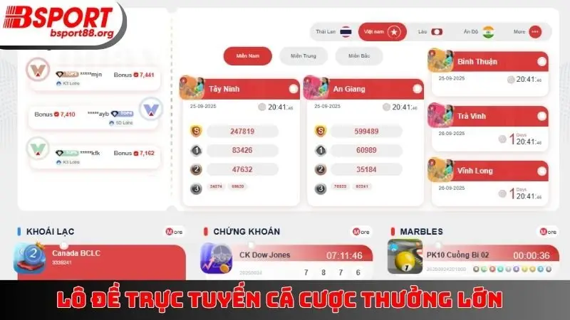 Lô đề trực tuyến cá cược thưởng lớn