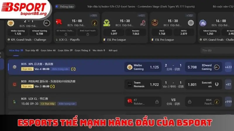 Esports thế mạnh hàng đầu của BSPORT