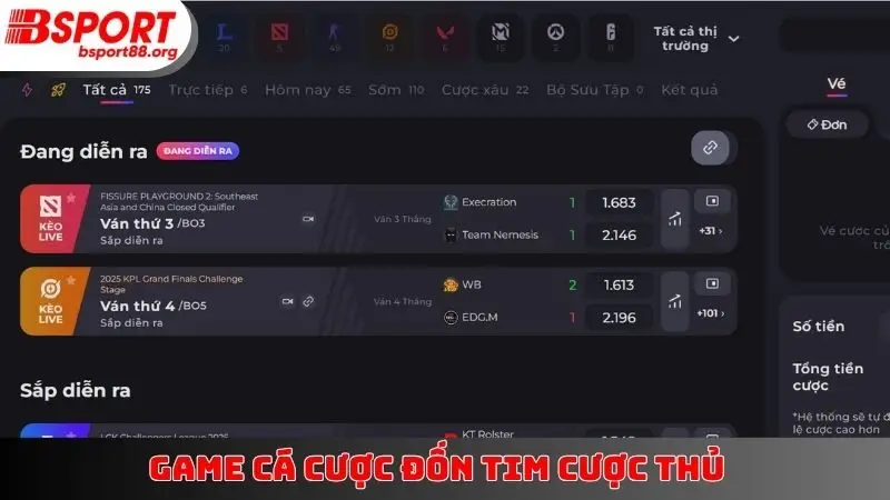 Game cá cược đốn tim cược thủ