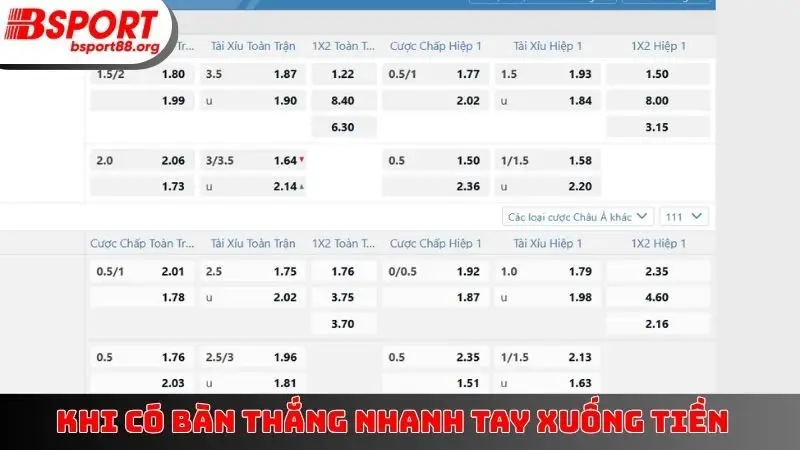 Khi có bàn thắng nhanh tay xuống tiền