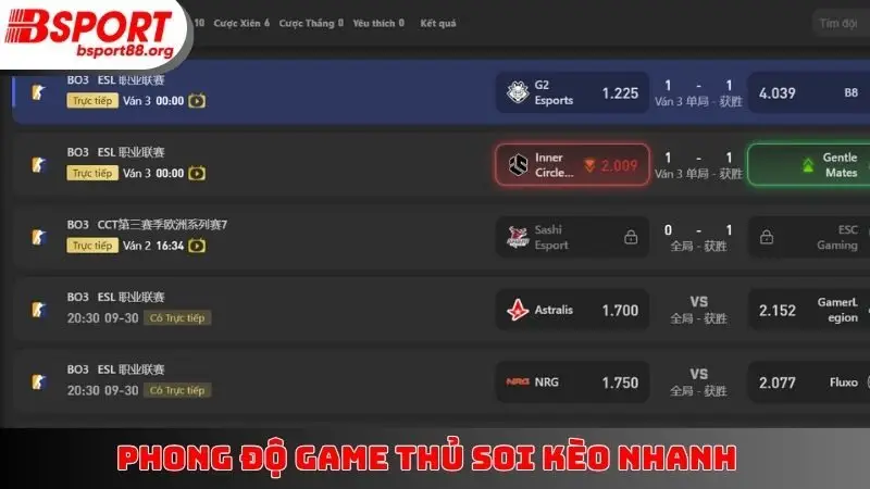 Phong độ game thủ soi kèo nhanh