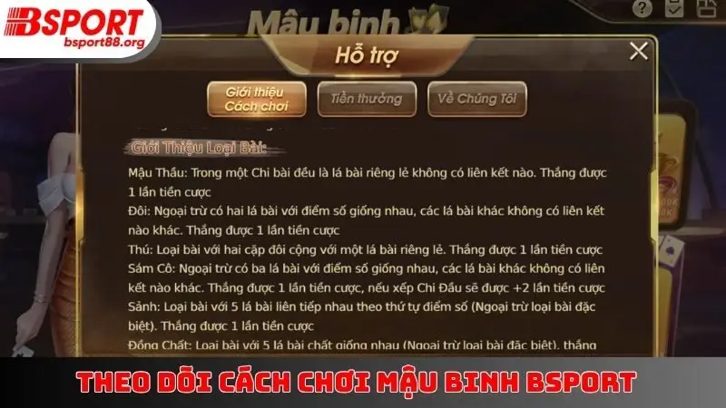 Theo dõi cách chơi Mậu Binh BSPORT
