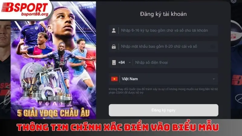 Thông tin chính xác điền vào biểu mẫu