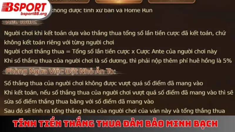 Tính tiền thắng thua đảm bảo minh bạch