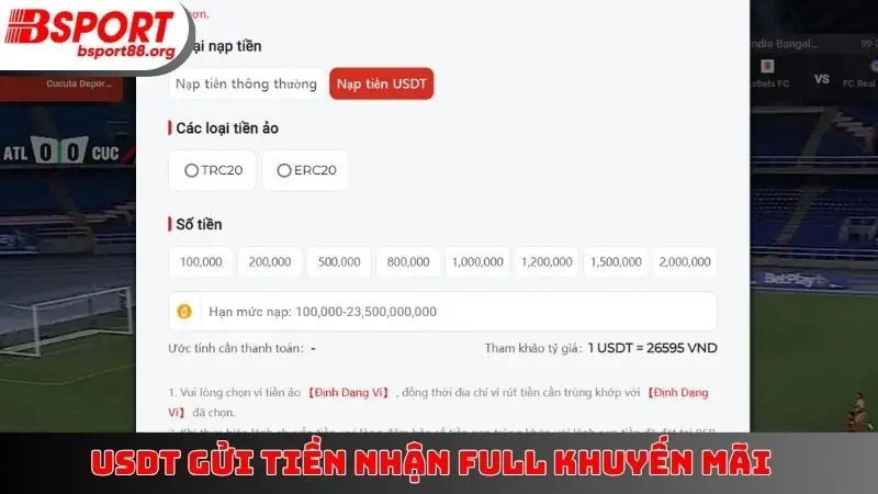 USDT gửi tiền nhận full khuyến mãi