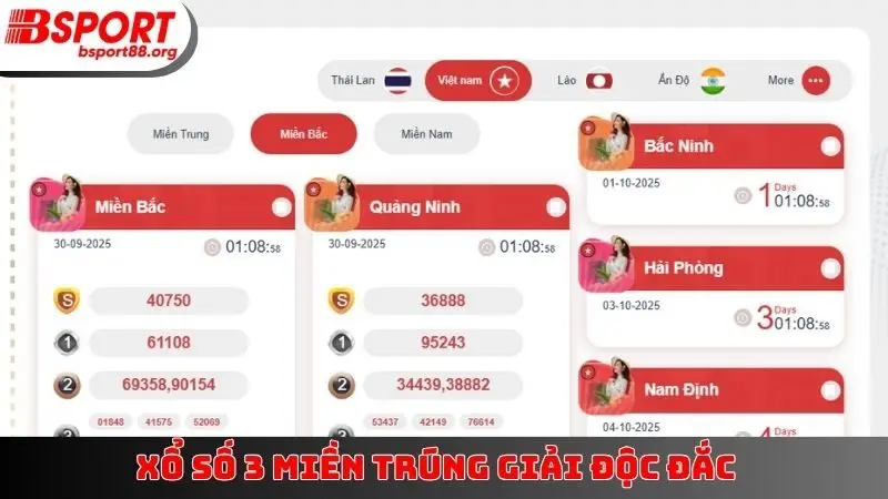 Xổ số 3 miền trúng giải độc đắc